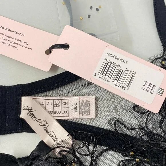 Agent Provocateur Lindie Black Bra 36DD NWT $250